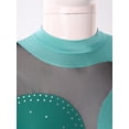 thumbnail image 5 of CHICTRY Kids Girls Long Sleeve Stand Collar Dancewear Hollow Back Shiny Rhinestone Gymnastic Dance Leotard Green-A 4, 5 of 7