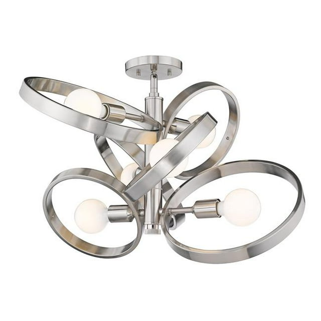 Golden Lighting 8330-6SF PW Sloane 6-Light Semi-Flush Ceiling, Pewter