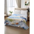 thumbnail image 2 of Coastal Birds Twim Size Flat Sheet, Wrinkleproof & Fadeproof Cooling Flat Bed Sheet Only, Blue Sky Heron Seabird Tropical Beach Breathable Soft Bedding Top Sheets 66 x 96 Inches, 2 of 8