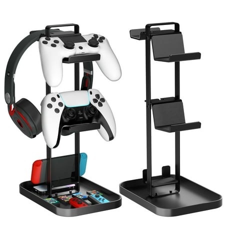 Controller Stand 2 Tiers with Cable Organizer for Desk Storage Compatible with Gaming Accessories Headset Playstation Xbox PS5 PS4 Nintendo Switch
