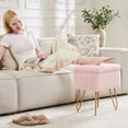 thumbnail image 6 of Parcus Faux Fur Vanity Stool with Storage, 16"L x 12.2"W x 18.9"H, Makeup Ottoman Chair with Padded Seat, 4 Metal Legs & Adjustable Anti-Slip Feet, 6 of 10