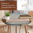 thumbnail image 4 of Brown Pink Vintage Round Tablecloth, Fitted Table Cover with Elastic for 45"-54" Round Tables, Retro Farmhouse Elegant Pastoral Table Cloth Outdoor Indoor Dinning Party Waterproof Tablecloths, 4 of 7