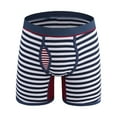 thumbnail image 2 of HUPOM Mens Underwear Boxer Briefs Male Thongs Low waist Comfort Waist Striped Boxer Briefs Blue 2XL, 2 of 3