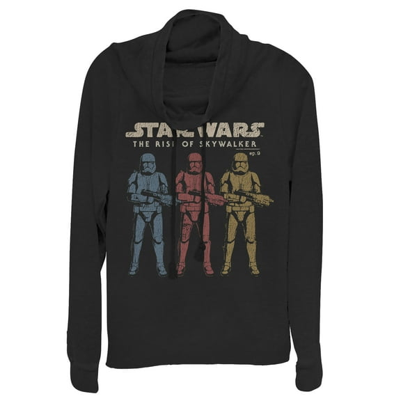 Junior's Star Wars: The Rise of Skywalker Stormtrooper Reflection Cowl Neck Sweatshirt Black X Large
