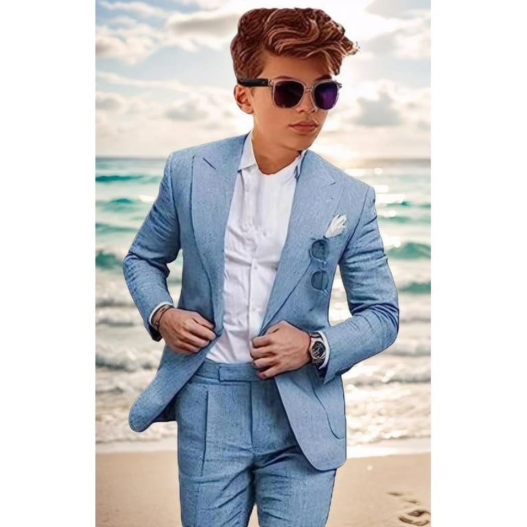Boys White Linen Suit Boys' Linen Suit (2-Piece) Summer Wedding