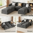 thumbnail image 5 of Velvet Modular and Padded Armrests Sectional U Shaped Sofa with Chaise and Cup Holder, Gray, 5 of 7