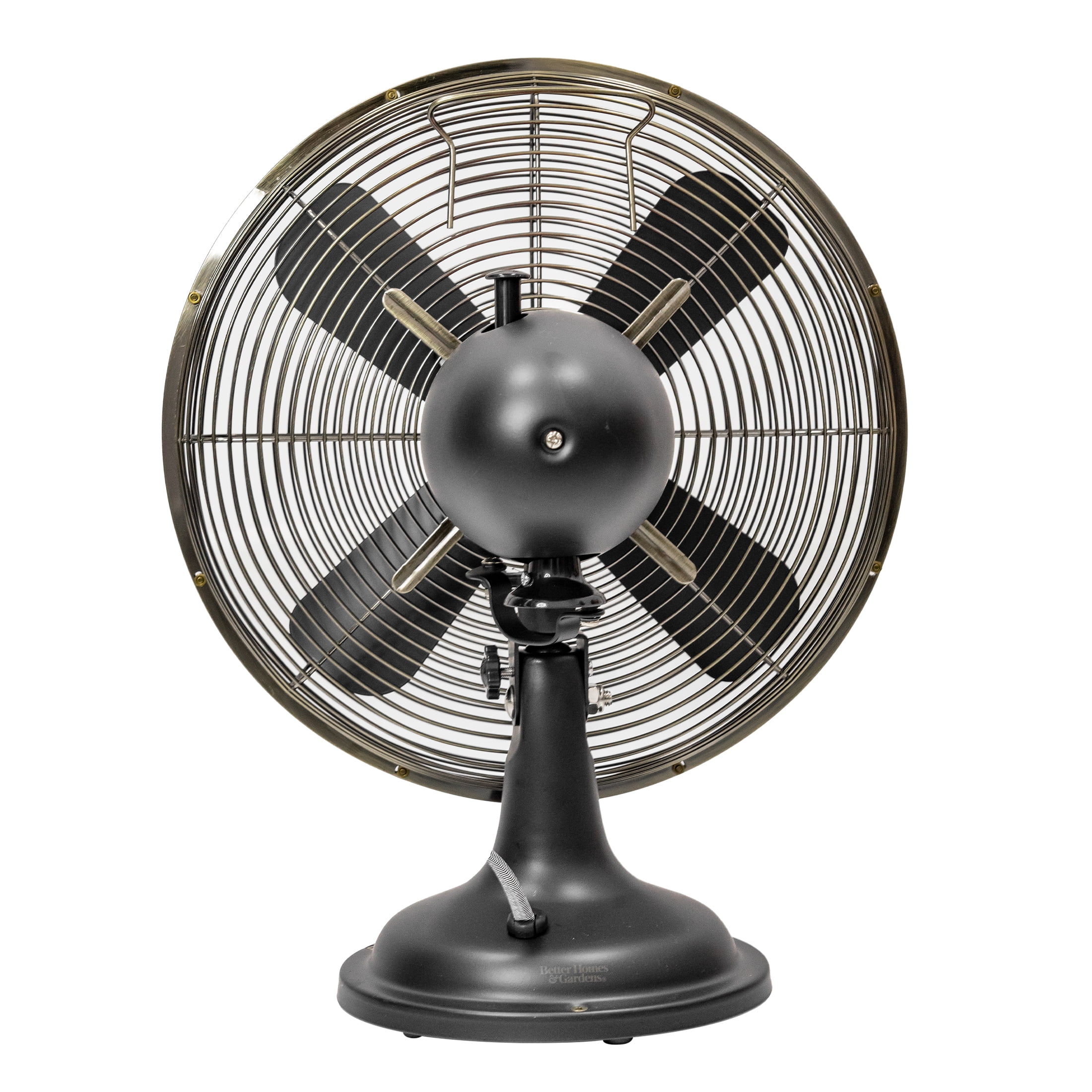 Better Homes & Gardens New 12 inch Vintage Oscillating Table Fan Black with 3 Speeds