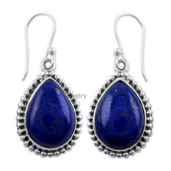 Solid 925 Sterling Silver Earrings For Womens, Bridesmaid Gift Earrings, Lapis Lazuli, Gemstone Earrings, Christmas Gift For Her