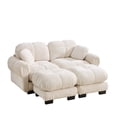 thumbnail image 6 of Chenille Cloud U-Shaped Loveseat Sofa,Stylish petal design Sofa Couch with Movable Ottoman,Exquisite pillows and quilted back cushions,Soft padded armrests,Easy Assembly,Fits Living Room,Cream Beige, 6 of 8