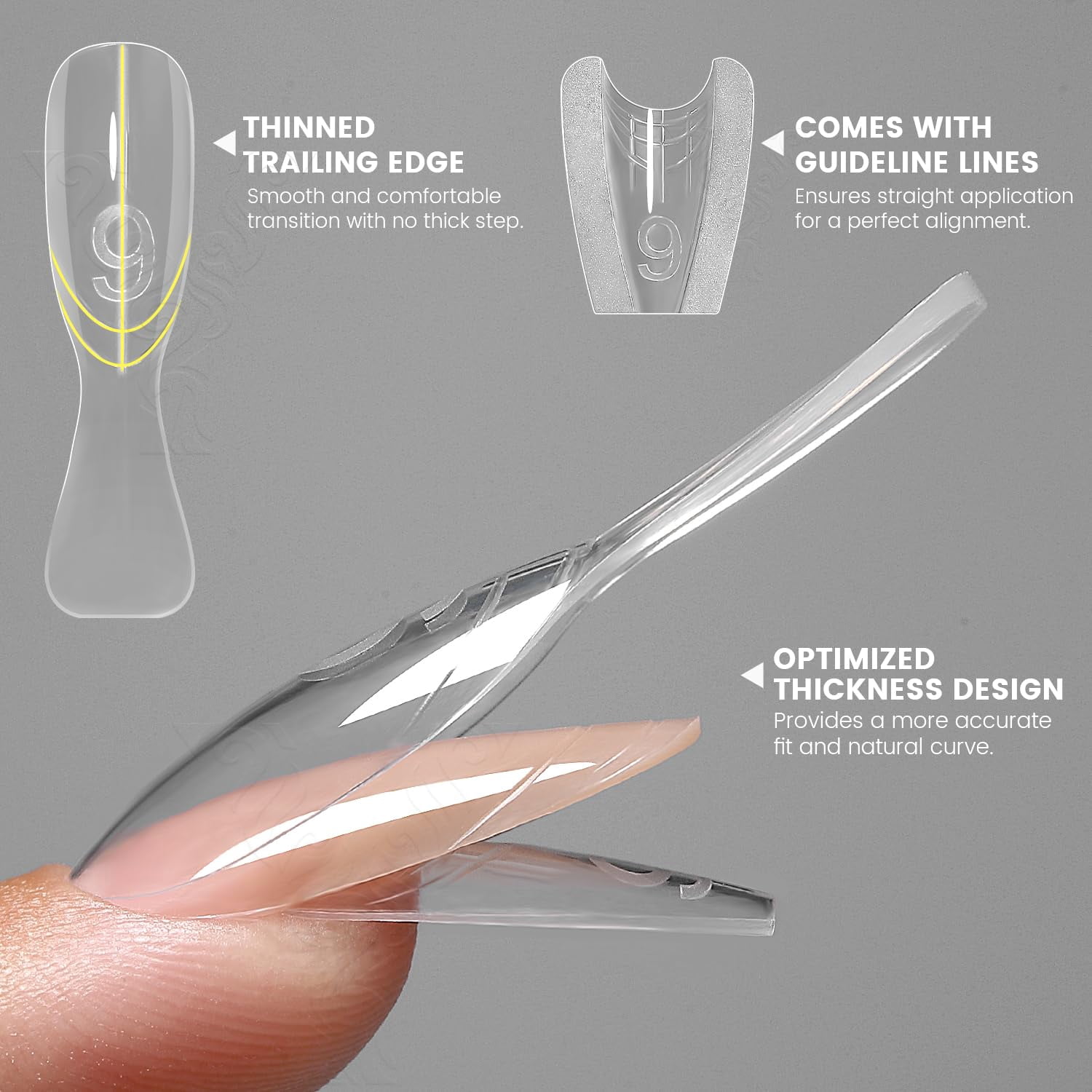 YOKEFELLOW Original Sandwich Nails Dual Forms W558 Short Oval Almond 240Pcs Nail Mold for Quick Nails Extension, No Paper Forms Needed, 15 Sizes Plastic Form, Salon Nail Art Tools