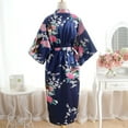 thumbnail image 3 of YWDJ Night Bathrobe for Woman Print Blossom Kimono Dressing Gown Bath Robe Lingerie Nightdress Navy, 3 of 4