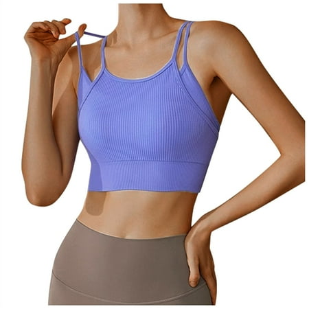 Fsqjgq Bras for Women Underwear Sticky Bra Push Up Workout Strapless Bras Ladies Bras Crisscross Back Sports Bra Padded Racerback Crop Sports Bras Workout Yoga Gym Tank Top Seamless Sports Bras Wirel