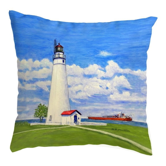 Betsy Drake Interiors Fort Gratiot Lighthouse, MI No Cord Pillow 18x18