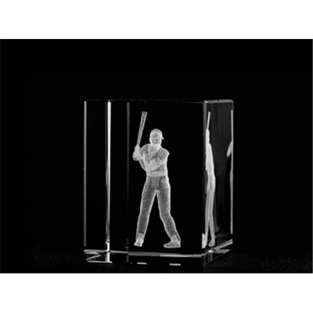 Asfour Crystal 1159-70-149 2 L x 2.75 H x 2 W in. Crystal Laser-Engraved Baseball Player Sports Laser-Cut