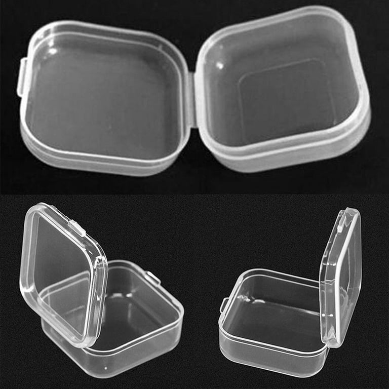 Square Mini Clear Plastic Small Box Hook Jewelry Earplugs Container Case  Storage