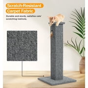 Made4Pets Cat Scratching Post, 32 Inch Carpet Covered Cat Scratcher with Kitten Toy, Tall Scratching Post for Indoor Cats Adults and Kittens, Grey