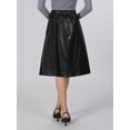 thumbnail image 3 of INSPIRE CHIC Women's Faux Leather Skirt High Waist Faux Wrap Business Casual PU A-Line Skirts S Black, 3 of 5
