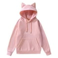 thumbnail image 2 of Kaprioy Womens Hoodie Cat Ear Print Cute Tops Blouse Fall Fashion Clothes Long Sleeve Pocket Sweatshirt Hooded Pullover Shirt Pink, XXL, 2 of 9