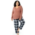 thumbnail image 5 of Fruit of the Loom Women's Beyond Soft Long Sleeve Waffle Top and Flannel Bottom Pajama Set, Sizes S-4X, 5 of 9