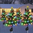 thumbnail image 5 of Solar Powered Mini Outdoor Christmas Trees, Waterproof LED Xmas Lights with Bells & Balls, 8 Modes Solar Stake Lights for Yard, Pathway, Garden, and Cemetery Holiday Decorations, 5 of 8
