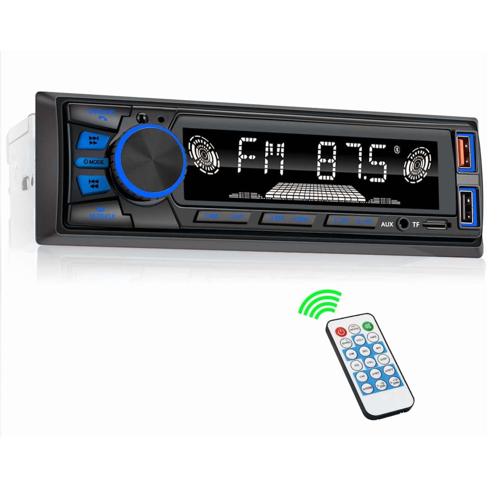 Car Radio Bluetooth Single DIN Car Stereo Audio, Car Audio with Handsfree and App Control,Supports FM/ MP3/SD/AUX/Dua USB/EQ/Quick Charge | Not a CD Player