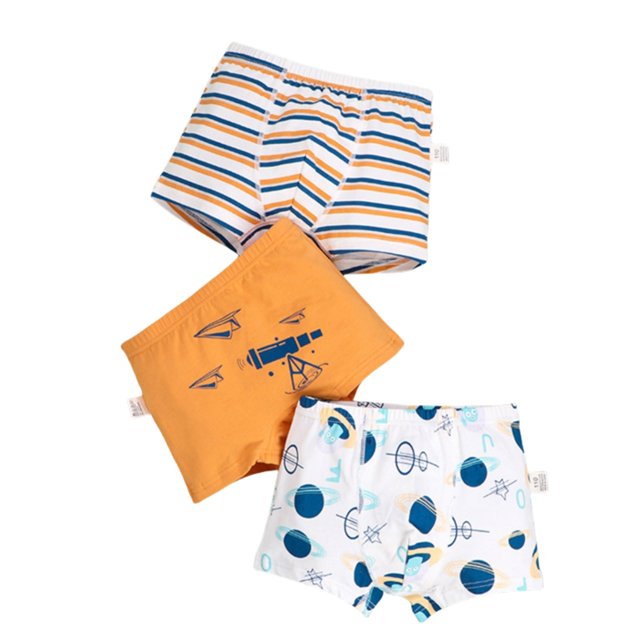 Sous-vêtements Garçons Imprimé Mignon Pantalons Slips Boxeurs 3 Pcs Multipack Shorts pour Tout-Petits Orange