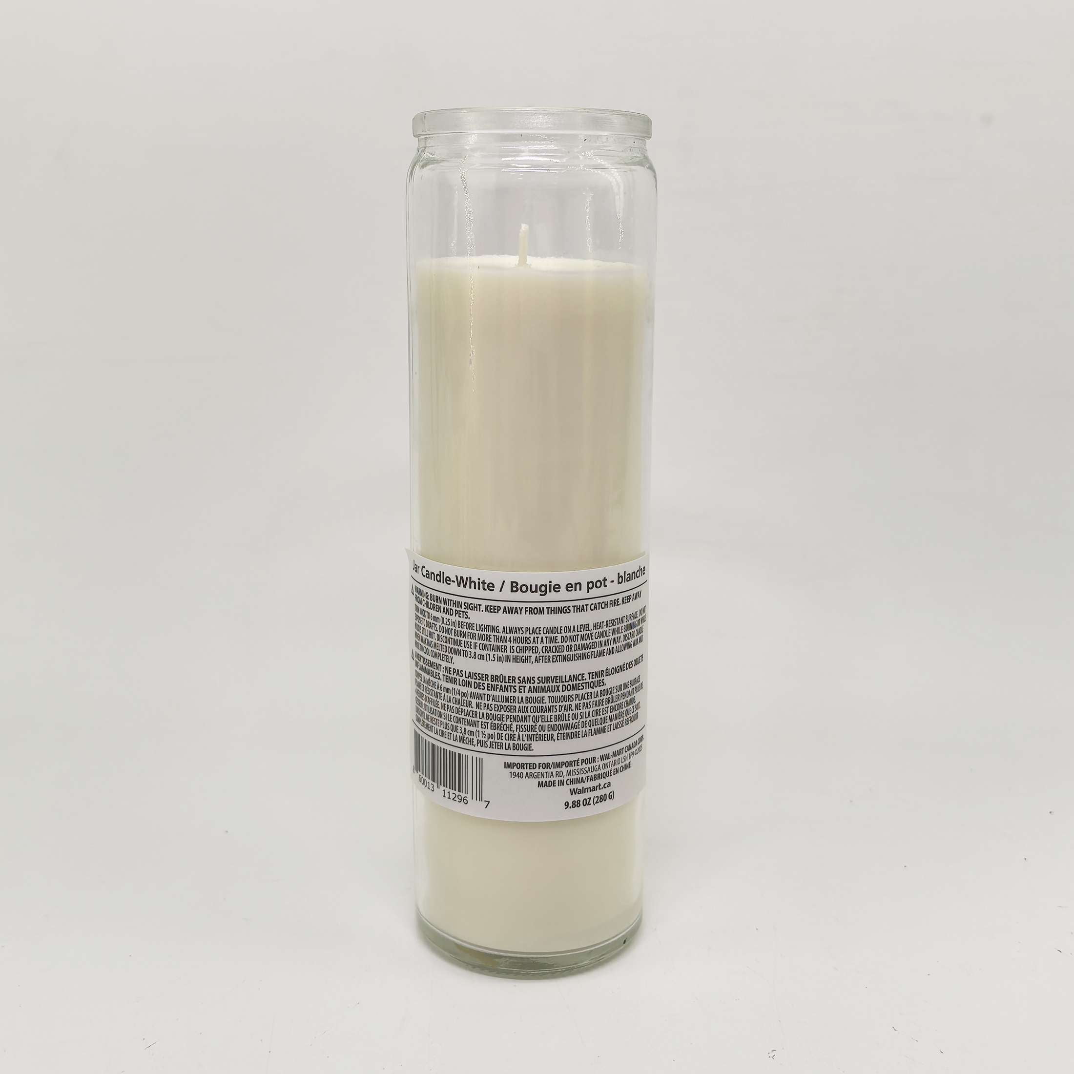 Unscented Jar Candle, White, 9.88 oz