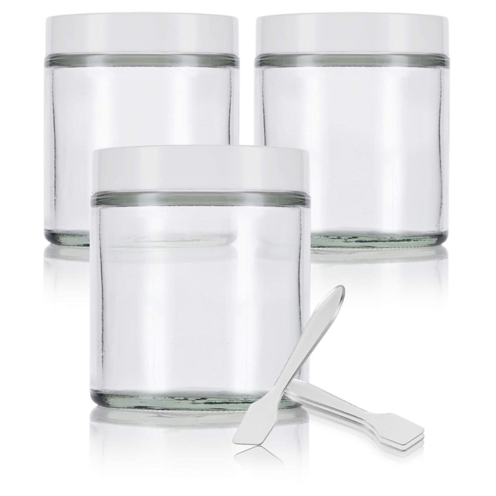 Glass Jar in Clear with White Foam Lined Lid 4 oz / 120 ml Glass Jar in Clear with White Foam Lined Lid 4 oz / 120 ml