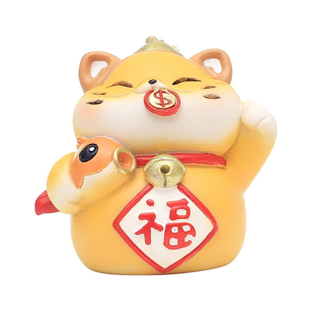 Figura de gato de la suerte, decoración para salpicadero de coche, bonito adorno de mesa, estatua de gatito Estilo A