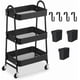 thumbnail image 1 of Carrito de Almacenamiento de Metal, 3 Niveles de Almacenaje, Carrito Organizador de Maquillaje con 4 Ganchos y 3 Pequeñas Cestas Colgantes para Oficina, Baño, Salón Cocina, 1 of 24