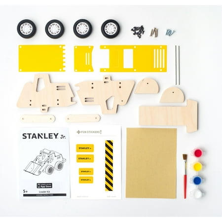 UPC: 0878834003746 | Stanley Jr. Construction Toy Truck Front Loader Wood Craft Kit – DIY Assemble Toy for Kids