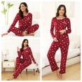 thumbnail image 5 of Womens Cotton Pajama Sets with Long Sleeves and Long Pants 2pcs Round Neck Sleepwear Sets for Women Soft Loungewear Set with Pockets Cute Star Print Women Nightwear Sets, S-XXL, 5 of 10