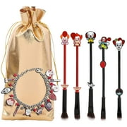 Nightmare Before Christmas Makeup Brushes - 5pcs Corpse Bride Anime Make Up Brush Set Silver Drawstring Bag Included