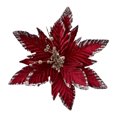 thumbnail image 2 of KGJQ Artificial Flowers, Handmade Bead Cluster Christmas Poinsettia Velvet with Gold Glitter Fabric Petals, Reusable Floral Ornaments for Xmas Tree Window Display Holiday Decor, 2 of 8