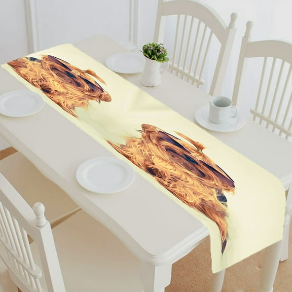 ABPHQTO Sitting Dog Sunglasses Camera Table Runner Placemat Tablecloth For Home Decor 14x72 Inch