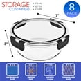 thumbnail image 3 of Sorbus Round Glass Meal Prep Containers Set of 8 with Airtight Lids (16pcs), 3 of 7