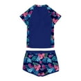 thumbnail image 2 of Gunia Teen Girl Swimsuits Two Piece Set Summer Beach Pool Outfit Floral Print Round Neck Bikini Top With Shorts Teen Girls Swimwear Poolside Blue 7-8 Years, 2 of 5