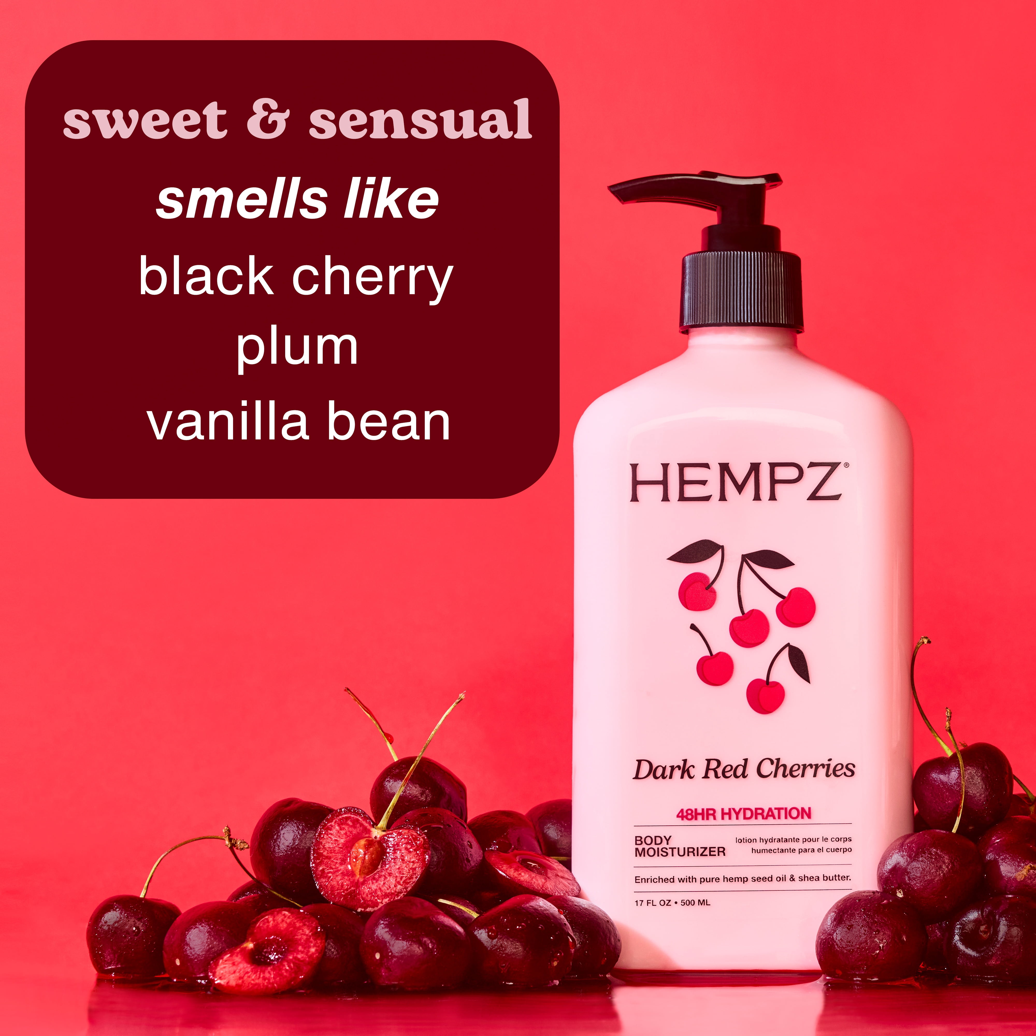 (2 pack) Hempz Dark Red Cherries Herbal Body Moisturizer Lotion, 17 fl oz