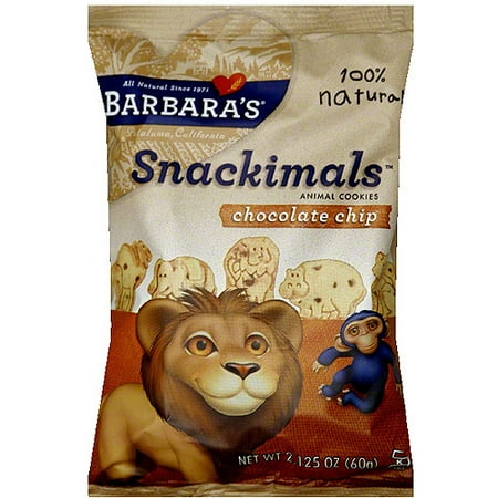 Barbara's Snackimals Chocolate Chip Animal Cookies, 2.125 oz (Pack of 18)