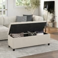 thumbnail image 6 of BELLEZE Button-Tufted Linen Storage Ottoman Bench - Brentwood (Beige), 6 of 7