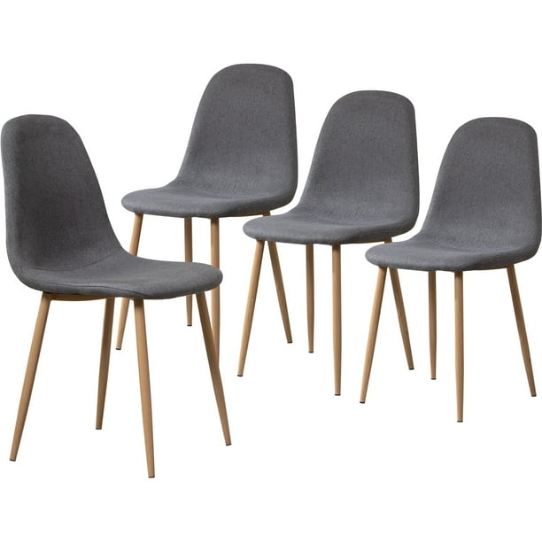 Boowill Modern Dining Chairs Set of 4, Deep Gray Kitchen Side Chairs Fabric Dining Room Chairs