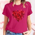 thumbnail image 2 of mihongmao Valentine Short Sleeve Tops for Women Short-sleeved Crew-neck Pullover Casual Valentine's Day Hot Pink S, 2 of 7