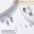 thumbnail image 5 of TINGN Emerald Cut Birthstone Stud Earrings for Women 18K White Gold Plated S925 Sterling Silver 4 Prong Birthstone Earring for Women Jewelry Gifts, 5 of 7