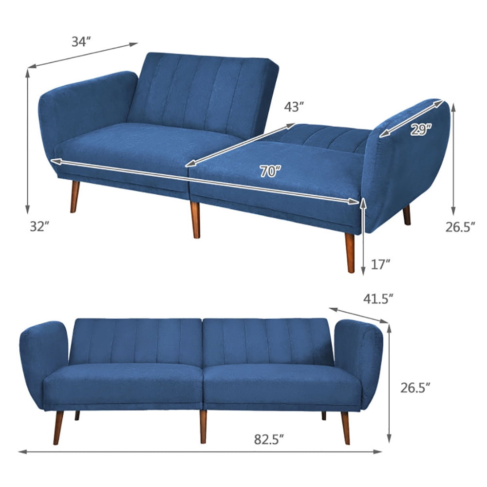 Finihen Convertible Futon Sofa Bed, Modern Convertible Sleeper Couch, Adjustable Couch Sleeper with Wood Legs, for Studio, Apartment, Office, Small Space, Living Room, Bedroom, Navy Finihen Convertible Futon Sofa Bed, Modern Convertible Sleeper Couch, Adjustable Couch Sleeper with Wood Legs, for Studio, Apartment, Office, Small Space, Living Room, Bedroom, Navy