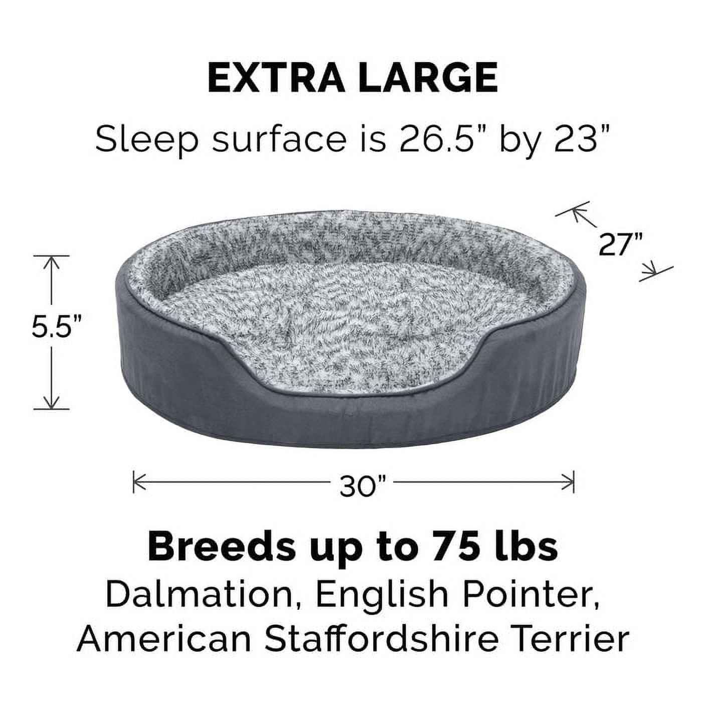 FurHaven Pet Products Two-Tone Fur & Suede Oval Pet Bed for Dogs & Cats - Extra Large, Gray