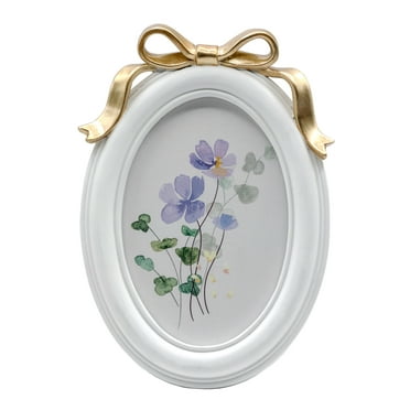 OneDesign Home 5x7 White Resin Tabletop Picture Frame with Gold Bow Accent