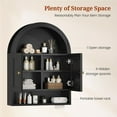 thumbnail image 3 of Arched Bathroom Wall Cabinet, 27.4 x 36.4'' Over The Toilet Cabinet with Grille Door, Adjustable Shelf, Wall Mounted Cabinets for Bathroom Laundry Room Kitchen (Black, 36IN), 3 of 18