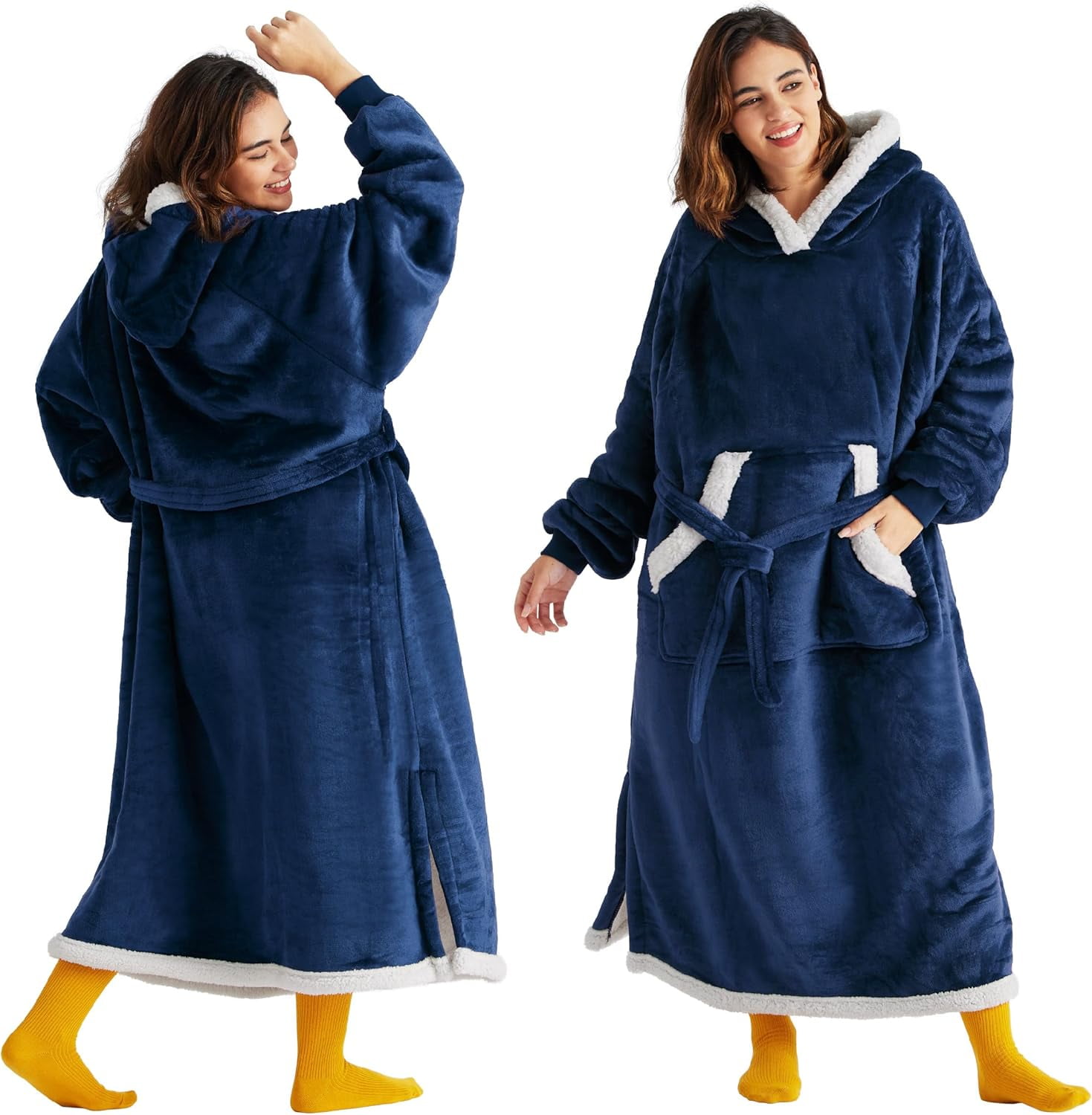 Couverture Cape Avec Manches Ultra Douce - 180x152 Cm - Gris - Cadeau Femme Anniversaire
