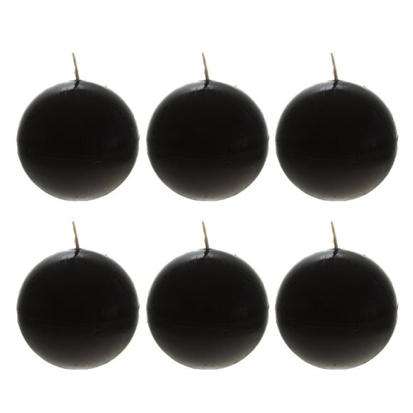 Mega Candles 6 pcs Unscented Black Round Ball Candle, Hand Poured Premium Wax Candles 3 Inch x 3 Inch, Home Décor, Wedding Receptions, Baby Showers, Birthdays, Celebrations, Party Favors & More