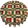 thumbnail image 2 of Christmas Tablecloth Round 60 Inch,Xmas Tablecloth,Waterproof Table Cloth Polyester for Dining Room Kitchen Table Patio Indoor Outdoor Winter Table Cloth,Snowflake Party Tablecloth Red and Green, 2 of 6